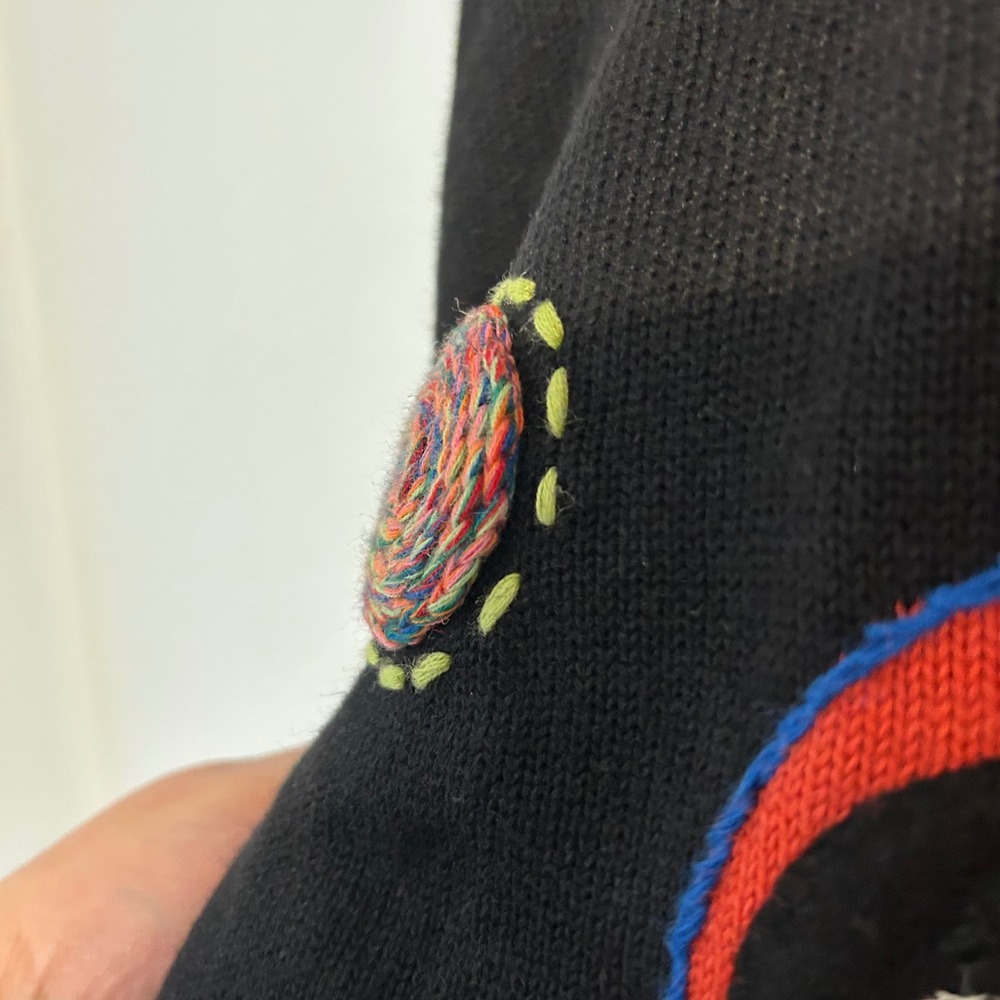 Great Cavalier large Embroidered Cardigan Black Women's Long Sleeve Button Front - Picture 4 of 14